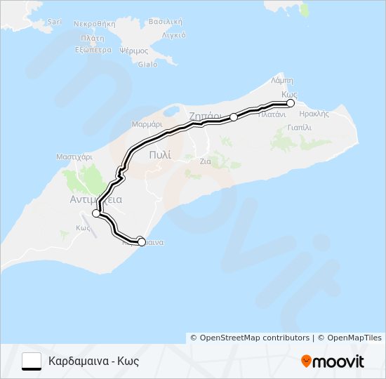 ΚΩΣ - ΚΑΡΔΑΜΑΙΝΑ bus Line Map