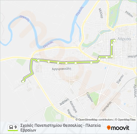 Χάρτης Γραμμής 9 λεωφορείο