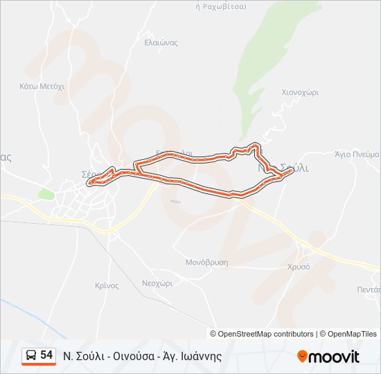 54 bus Line Map