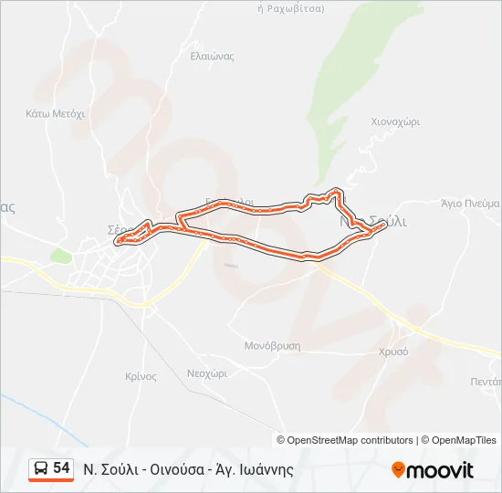 54 Bus Line Map