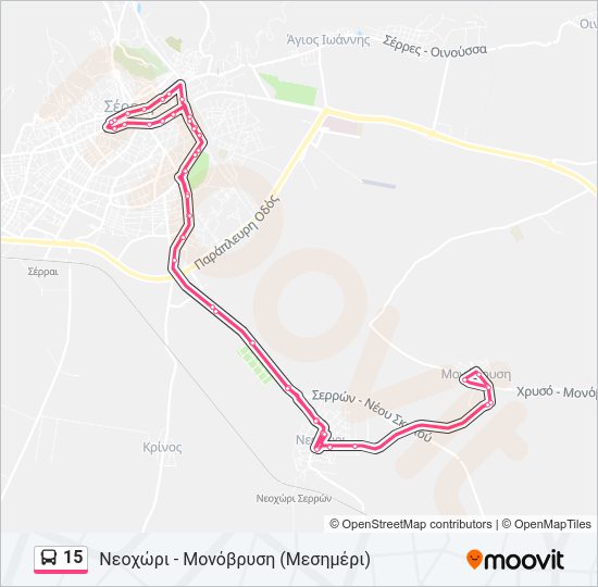 Χάρτης Γραμμής 15 λεωφορείο