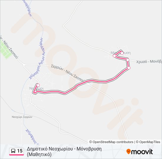 Χάρτης Γραμμής 15 λεωφορείο
