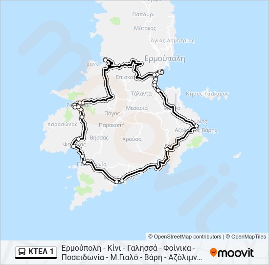 Χάρτης Γραμμής ΚΤΕΛ 1 λεωφορείο