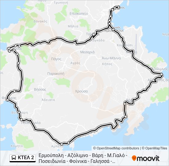 Χάρτης Γραμμής ΚΤΕΛ 2 λεωφορείο