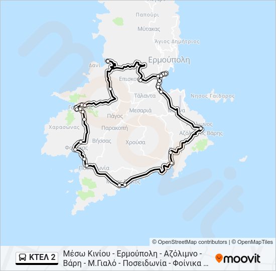 Χάρτης Γραμμής ΚΤΕΛ 2 λεωφορείο