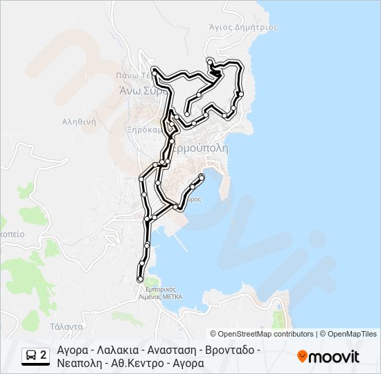 Χάρτης Γραμμής 2 λεωφορείο