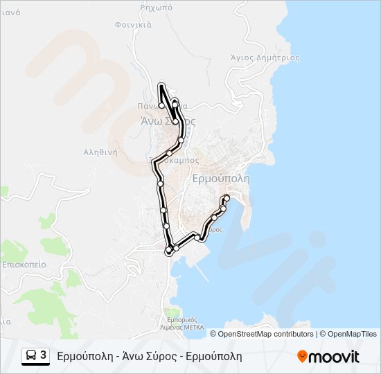 Χάρτης Γραμμής 3 λεωφορείο