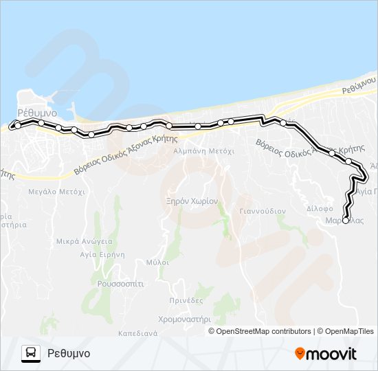 Χάρτης Γραμμής ΡΈΘΥΜΝΟ - ΜΑΡΟΎΛΑΣ λεωφορείο