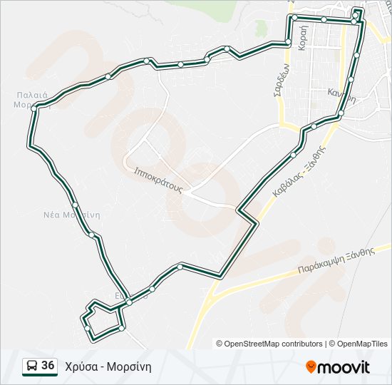 Χάρτης Γραμμής 36 λεωφορείο