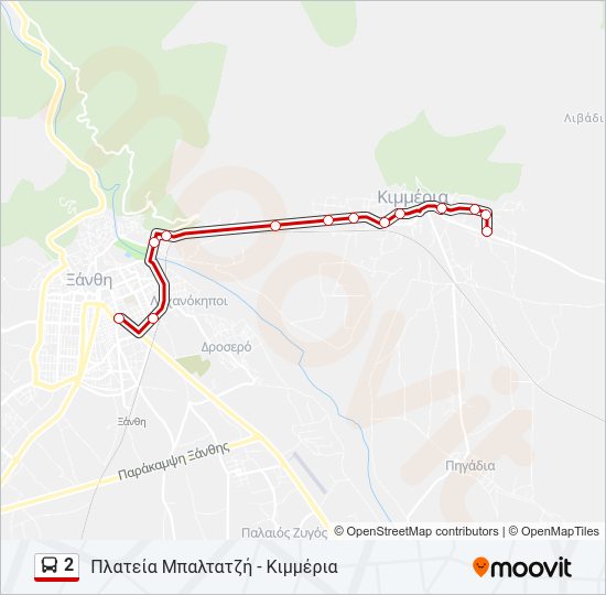 Χάρτης Γραμμής 2 λεωφορείο