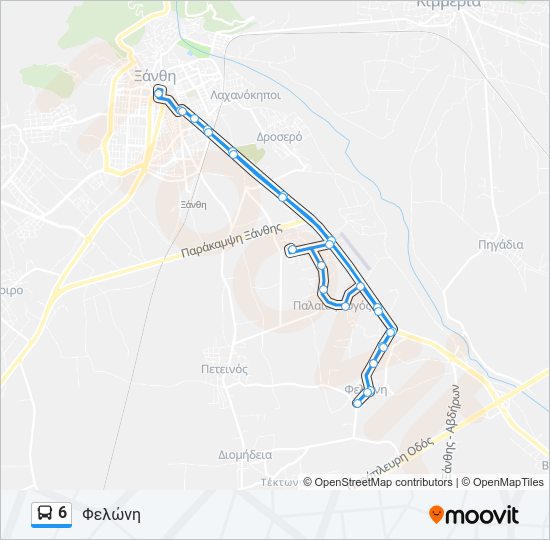 Χάρτης Γραμμής 6 λεωφορείο