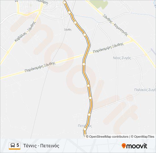 Χάρτης Γραμμής 5 λεωφορείο