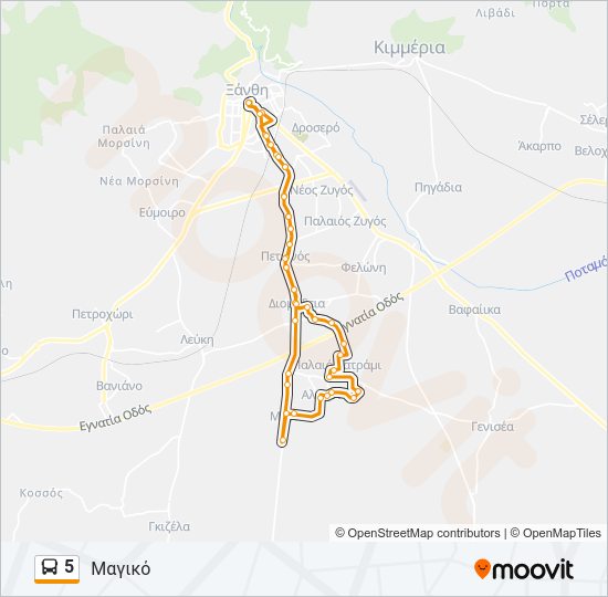 Χάρτης Γραμμής 5 λεωφορείο