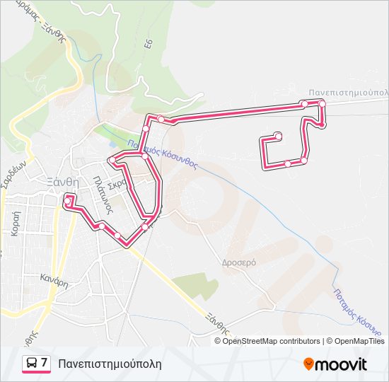 Χάρτης Γραμμής 7 λεωφορείο