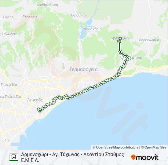 Χάρτης Γραμμής 25A λεωφορείο