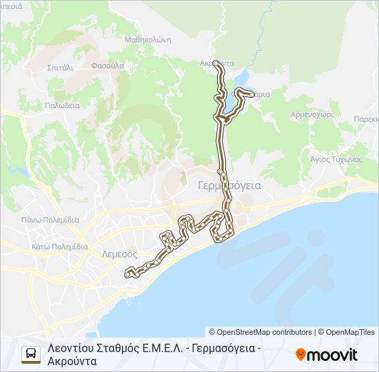 Χάρτης Γραμμής 13Α λεωφορείο