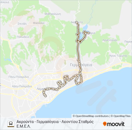 Χάρτης Γραμμής 13Α λεωφορείο