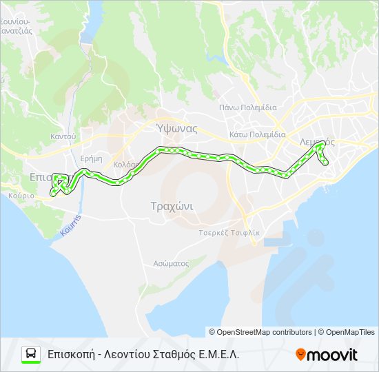 Χάρτης Γραμμής 16Β λεωφορείο