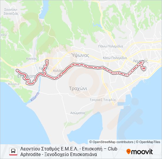 Χάρτης Γραμμής 16Α λεωφορείο
