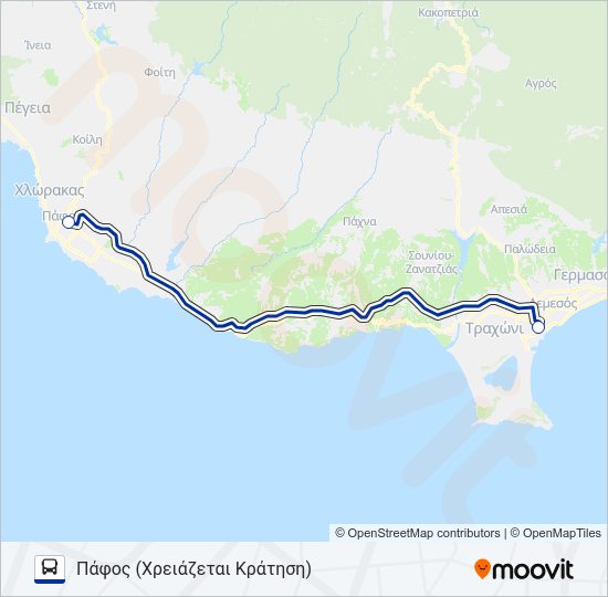 Χάρτης Γραμμής TEX λεωφορείο