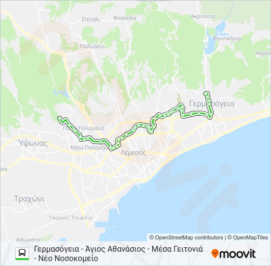 Χάρτης Γραμμής 10 λεωφορείο