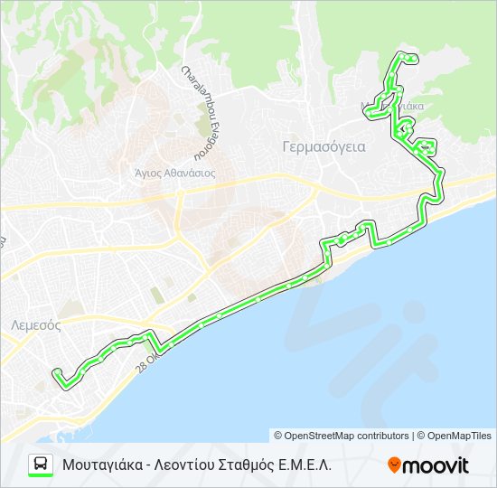 Χάρτης Γραμμής 12 λεωφορείο
