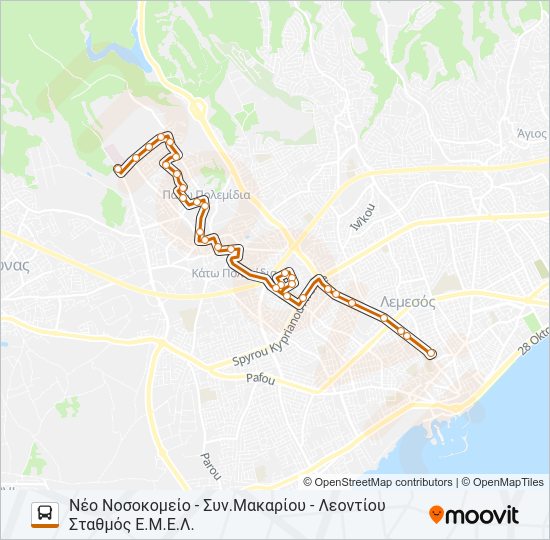 Χάρτης Γραμμής 15 λεωφορείο