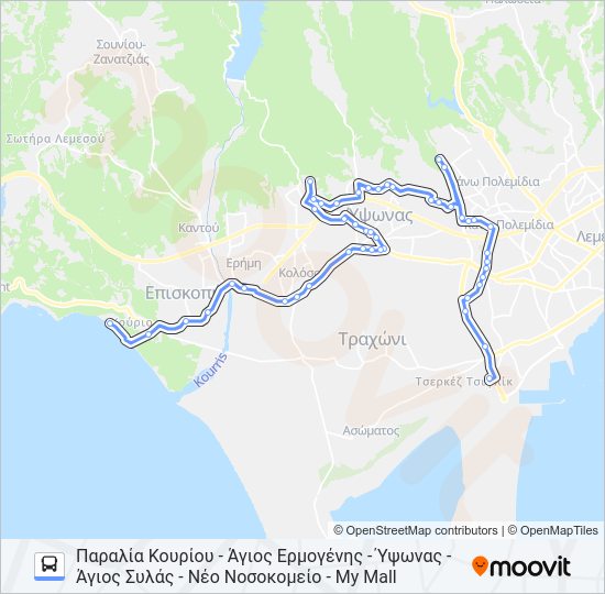 Χάρτης Γραμμής 18 λεωφορείο