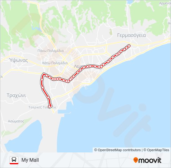 Χάρτης Γραμμής 21 λεωφορείο