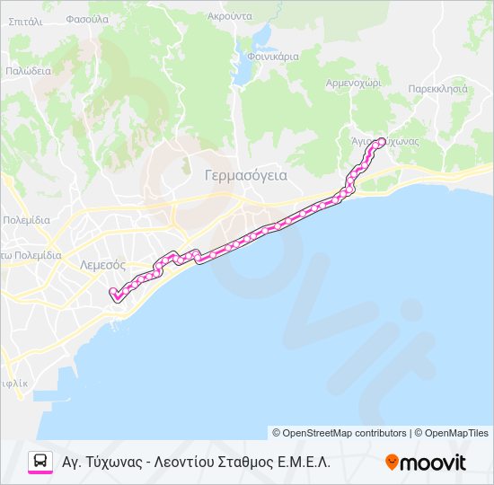 Χάρτης Γραμμής 25 λεωφορείο