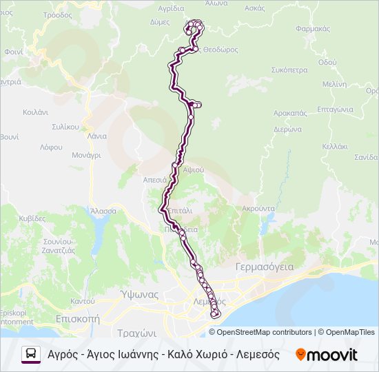 Χάρτης Γραμμής 50 λεωφορείο