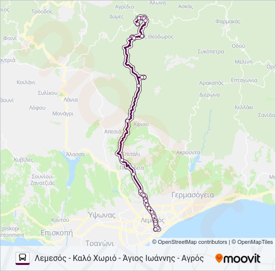 Χάρτης Γραμμής 50 λεωφορείο