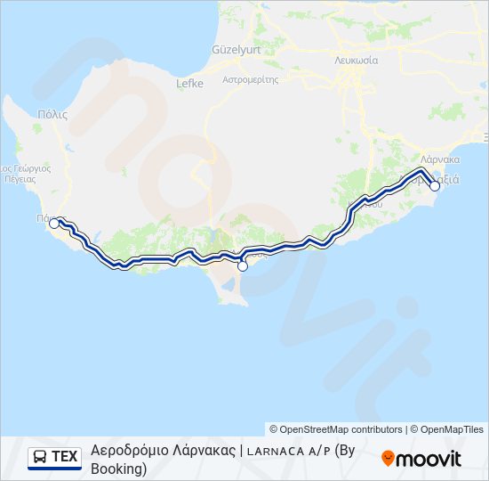 Χάρτης Γραμμής TEX λεωφορείο