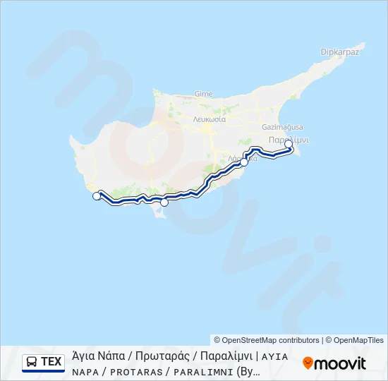 TEX Bus Line Map