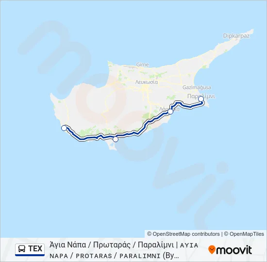TEX Bus Line Map