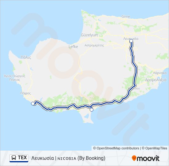 Χάρτης Γραμμής TEX λεωφορείο