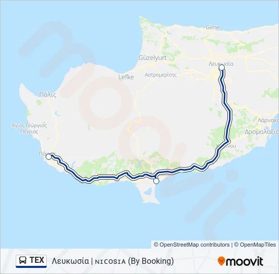 TEX Bus Line Map