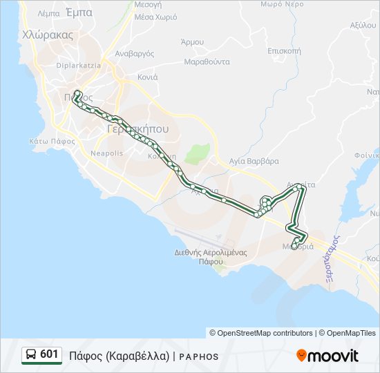 601 bus Line Map