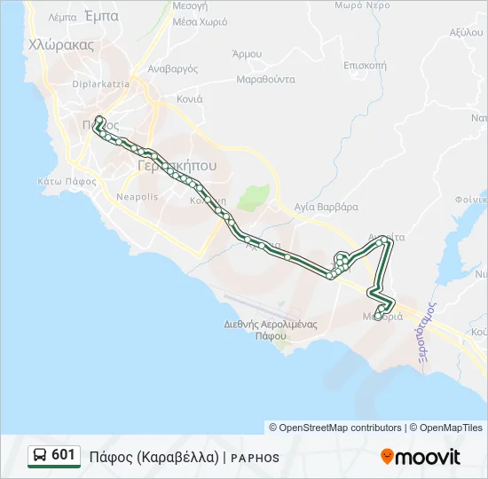 601 Bus Line Map