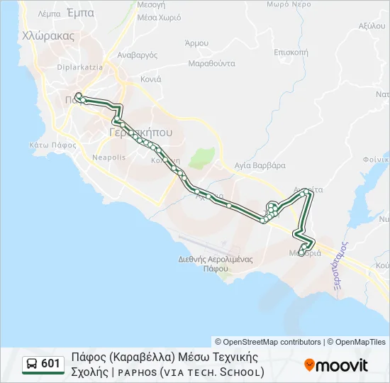 601 Bus Line Map