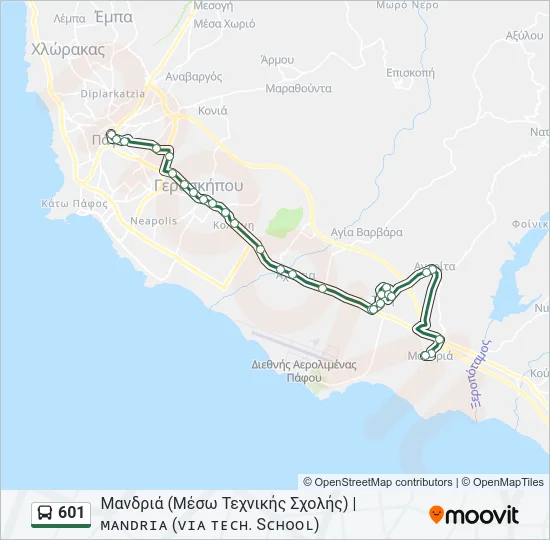 601 Bus Line Map