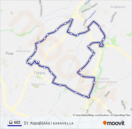 Χάρτης Γραμμής 602 λεωφορείο