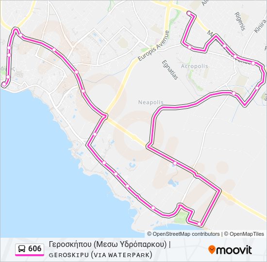 Χάρτης Γραμμής 606 λεωφορείο