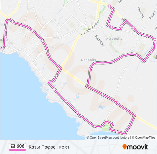 Χάρτης Γραμμής 606 λεωφορείο