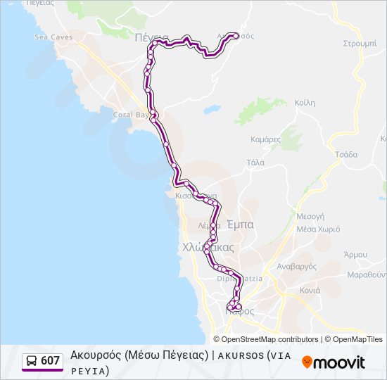 Χάρτης Γραμμής 607 λεωφορείο