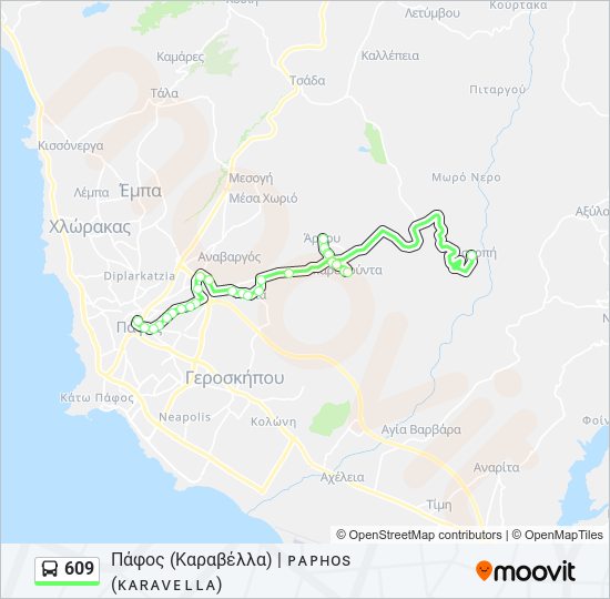 Χάρτης Γραμμής 609 λεωφορείο