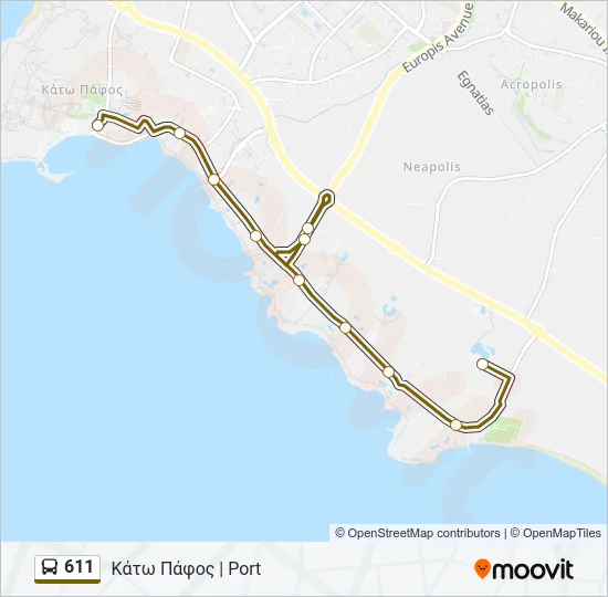 611 Bus Line Map