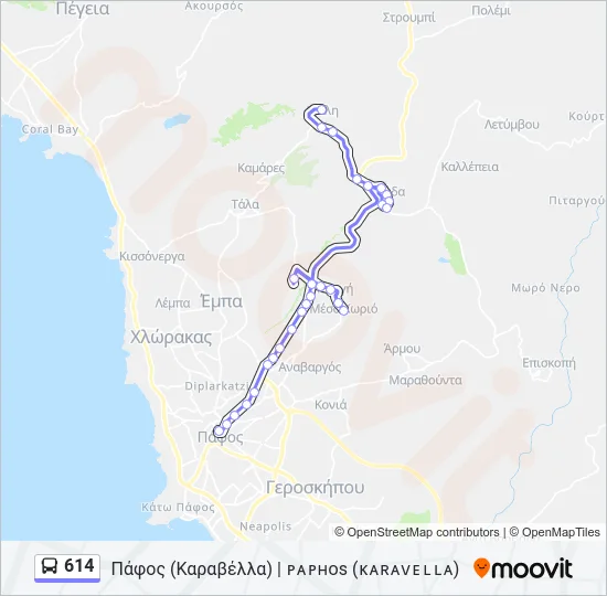 614 Bus Line Map