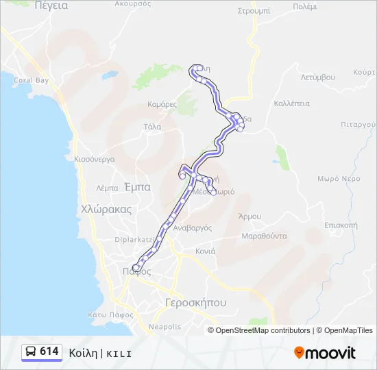 614 Bus Line Map