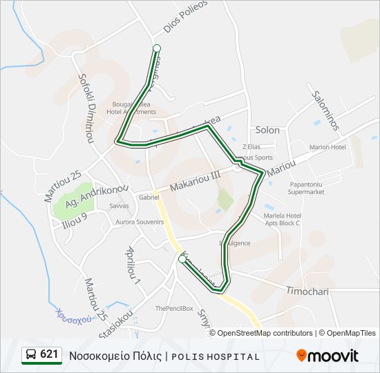 621 bus Line Map